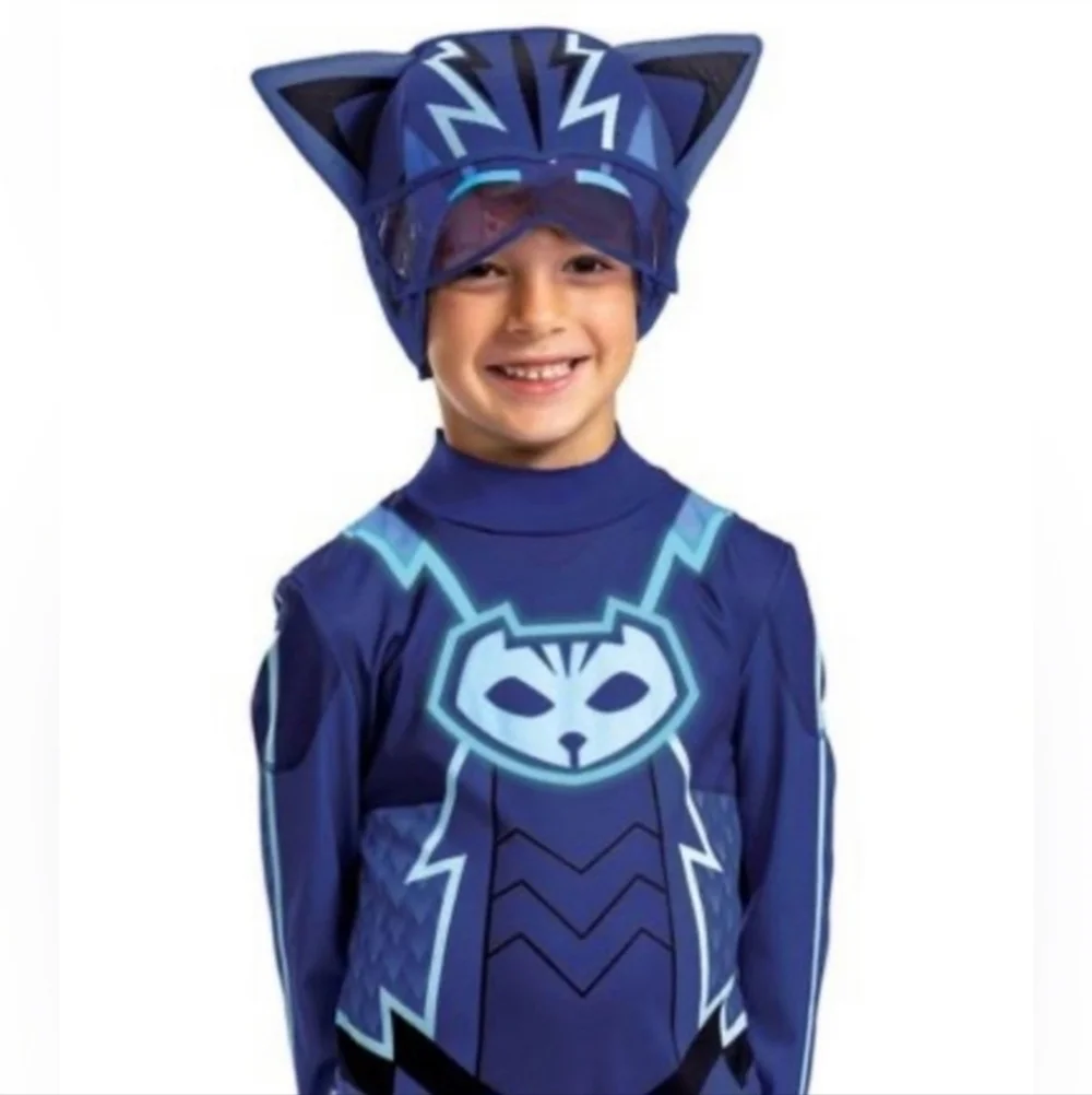 NWT PJ Masks Catboy Classic Halloween Costume Jumpsuit with Headpiece 3-4T New - Picture 3 of 8